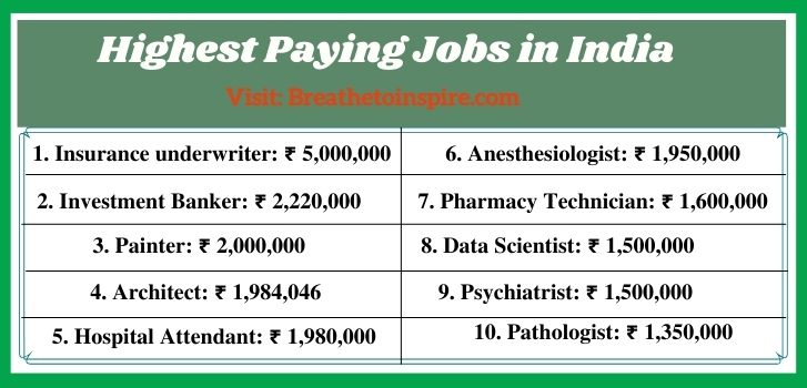 Highest paying jobs in India Career Guide: Best list of highest paying jobs in the world 2021(Top 10 Careers in different countries and industries)