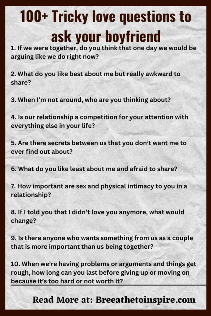 100+ Tricky Love Questions To Ask Your Boyfriend Or Girlfriend ...
