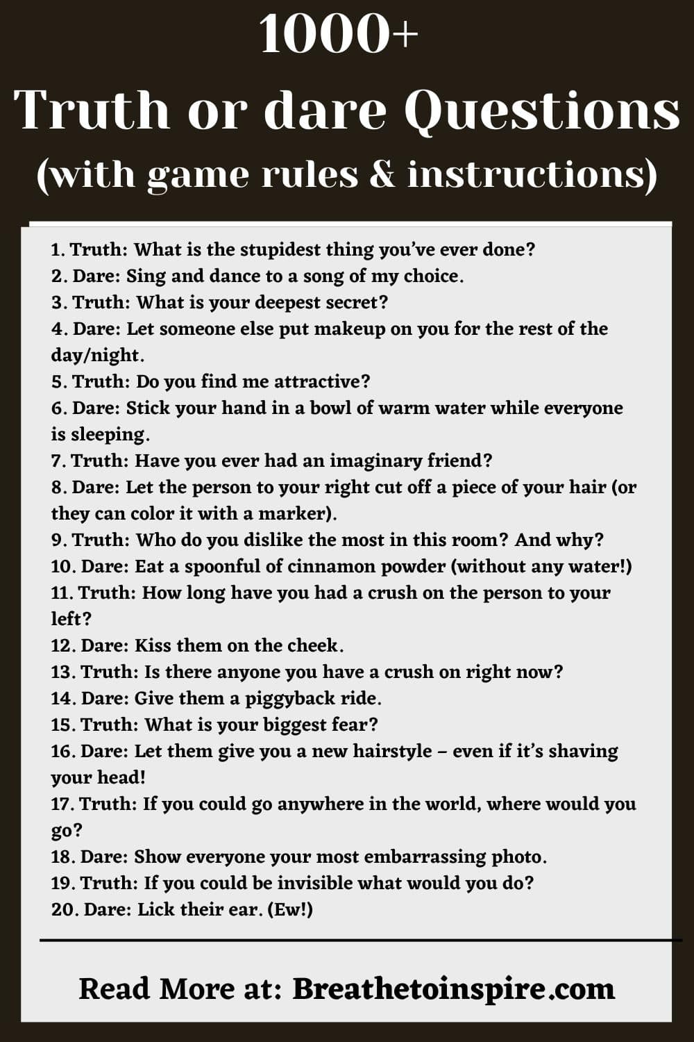 1000 truth or dare questions game for your next party good clean and