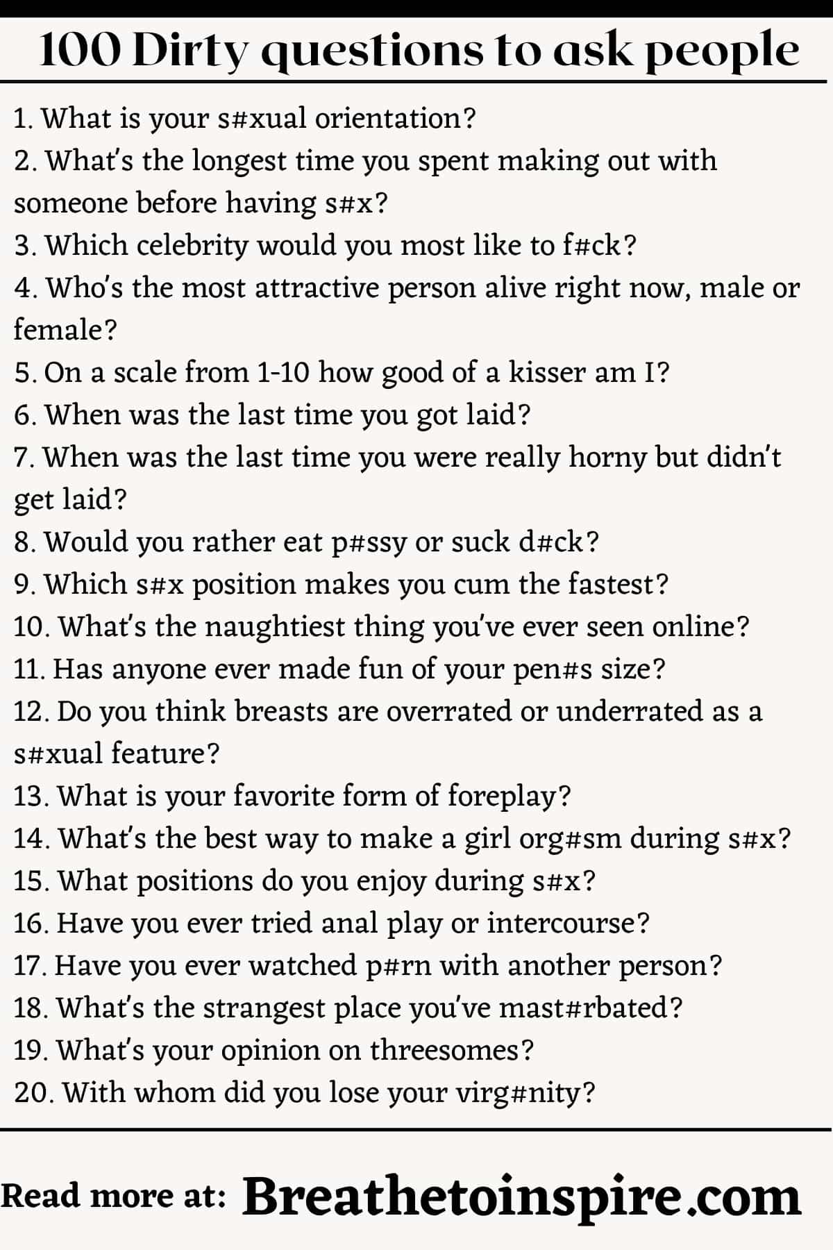 Dirty Questions To Ask People  