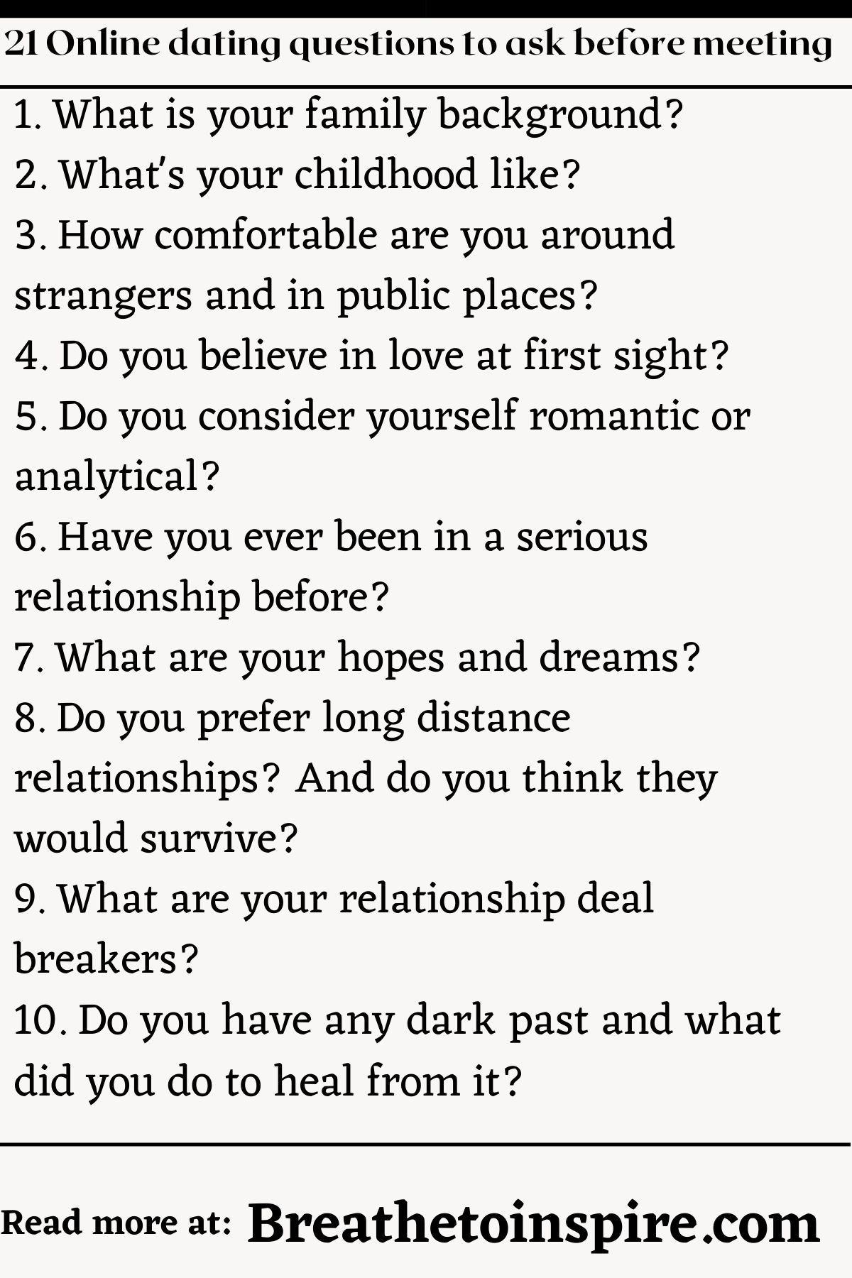 21 Online Dating Questions To Ask Before Meeting Breathe To Inspire