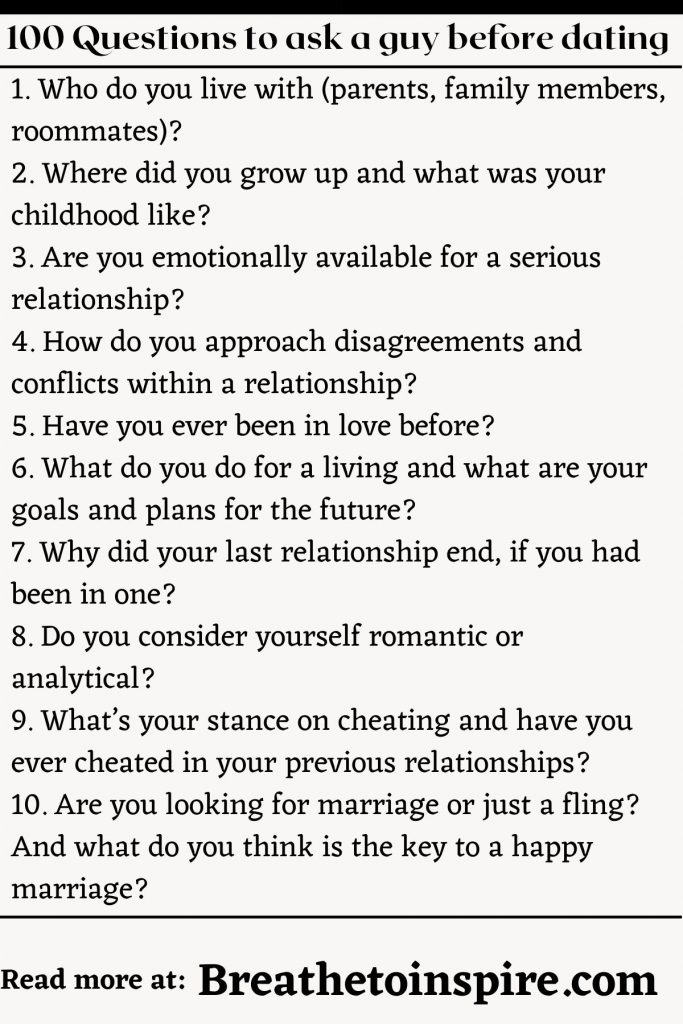 question to ask a girl before dating