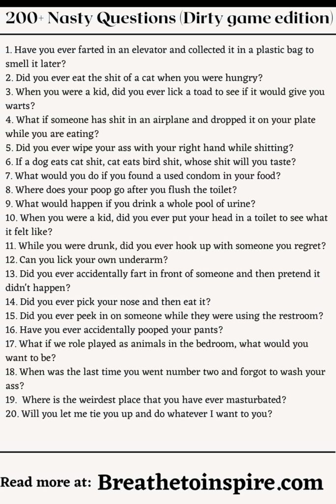 200+ Nasty Questions (dirty Game Edition) Ask In Any Situation - Breathe To  Inspire