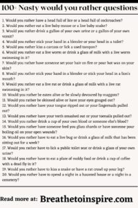 100+ Nasty Would You Rather Questions - Breathe To Inspire