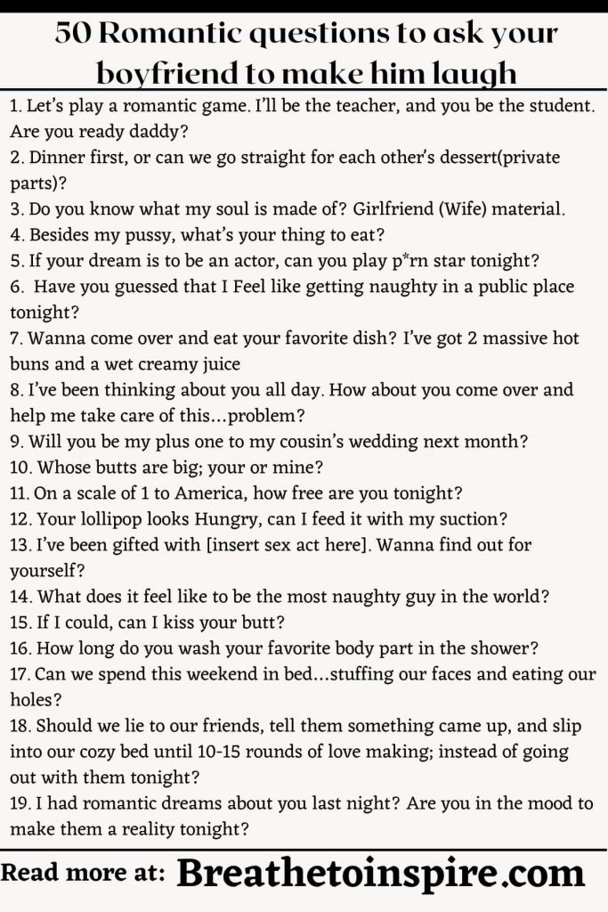 100 Romantic Questions To Ask Your Boyfriend To Make Him Laugh ...