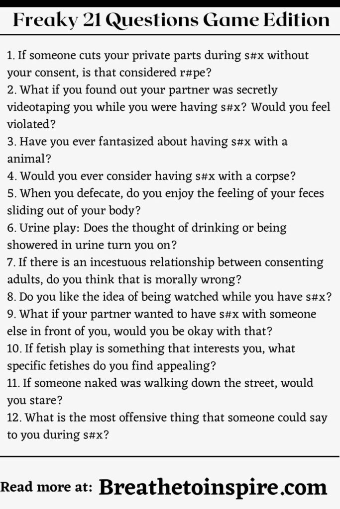 Freaky 21 Questions Game (5 SETS) Dirty Edition - Breathe To Inspire