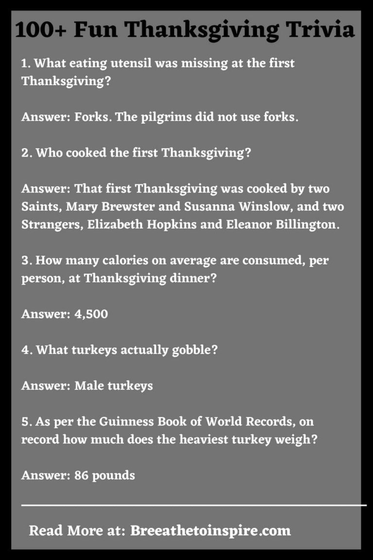 100+ Thanksgiving Trivia Questions And Answers For All Ages (ultimate ...