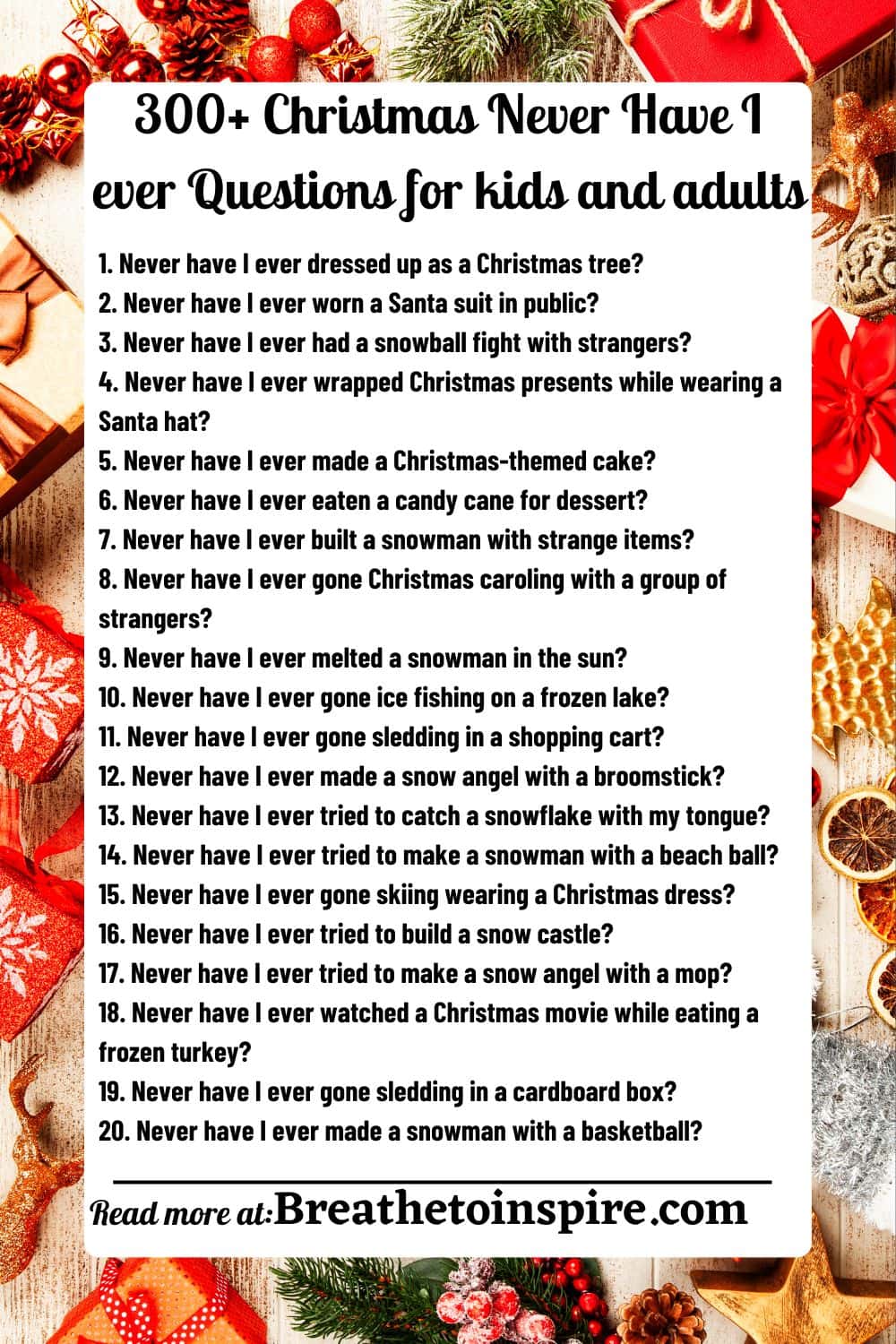 350+ Never Have I Ever Christmas Questions 2023 Winter Holidays Game