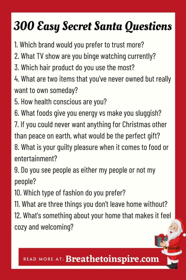 350  Secret Santa Questions To Give Best Christmas Gifts (game Edition