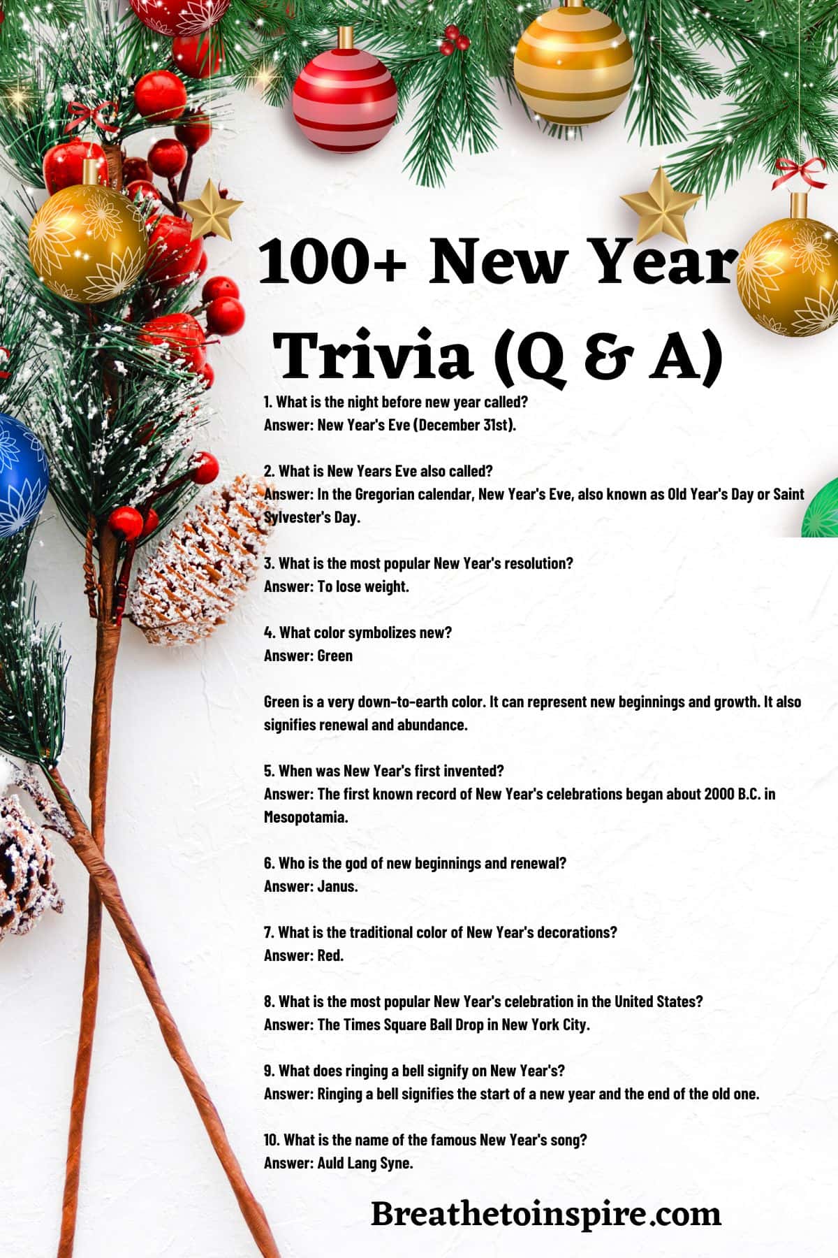 100+ New Year's Trivia Questions And Answers (2024 Edition) - Breathe ...