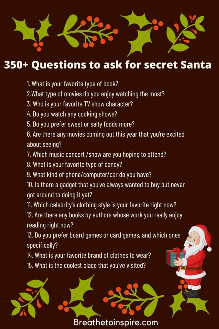 350  Secret Santa Questions To Give Best Christmas Gifts (game Edition