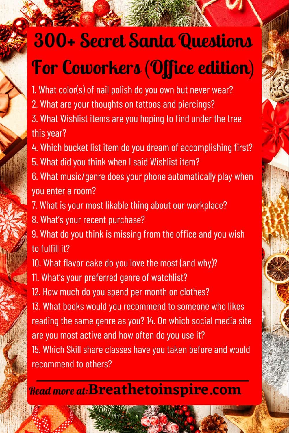 350 Secret Santa Questions To Give Best Christmas Gifts game Edition