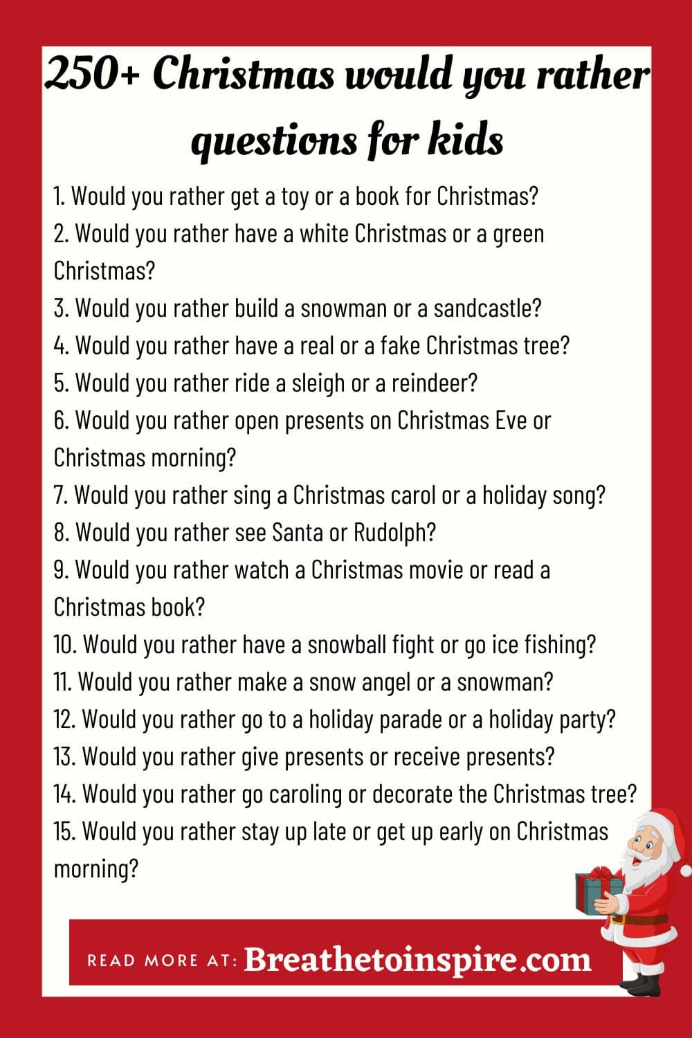 250+ Would You Rather Christmas Questions Game Edition 2023 For
