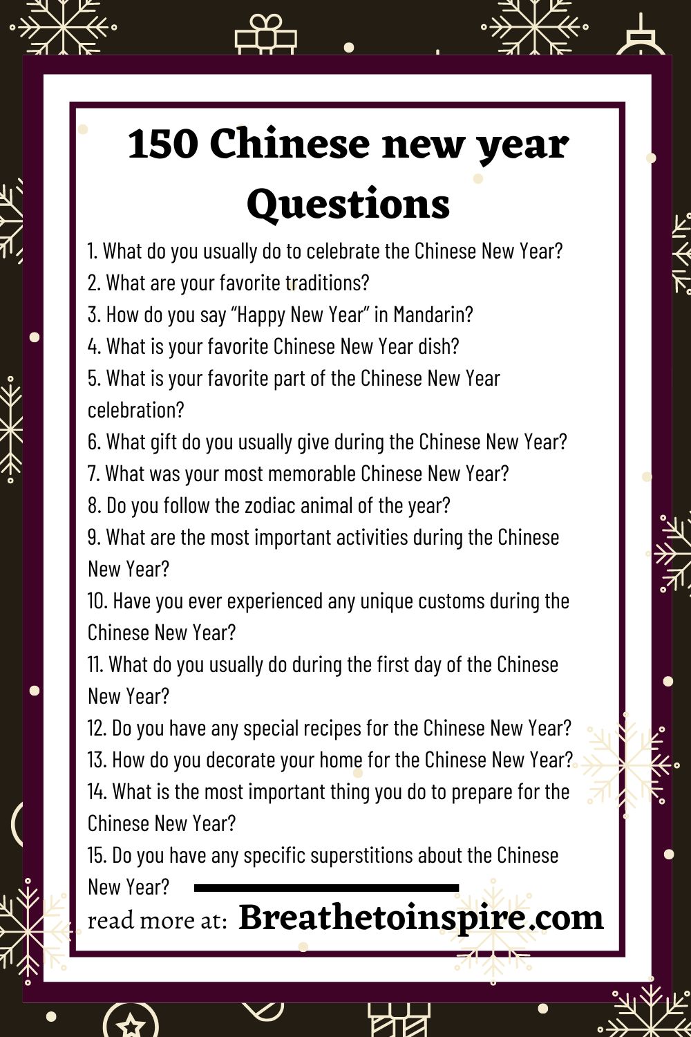 150 Chinese New Year Questions To Ask As Icebreakers And Conversation