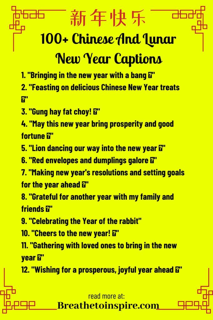 100+ Chinese And Lunar New Year Captions, Puns For Social Media Posts And  Pictures - Breathe To Inspire
