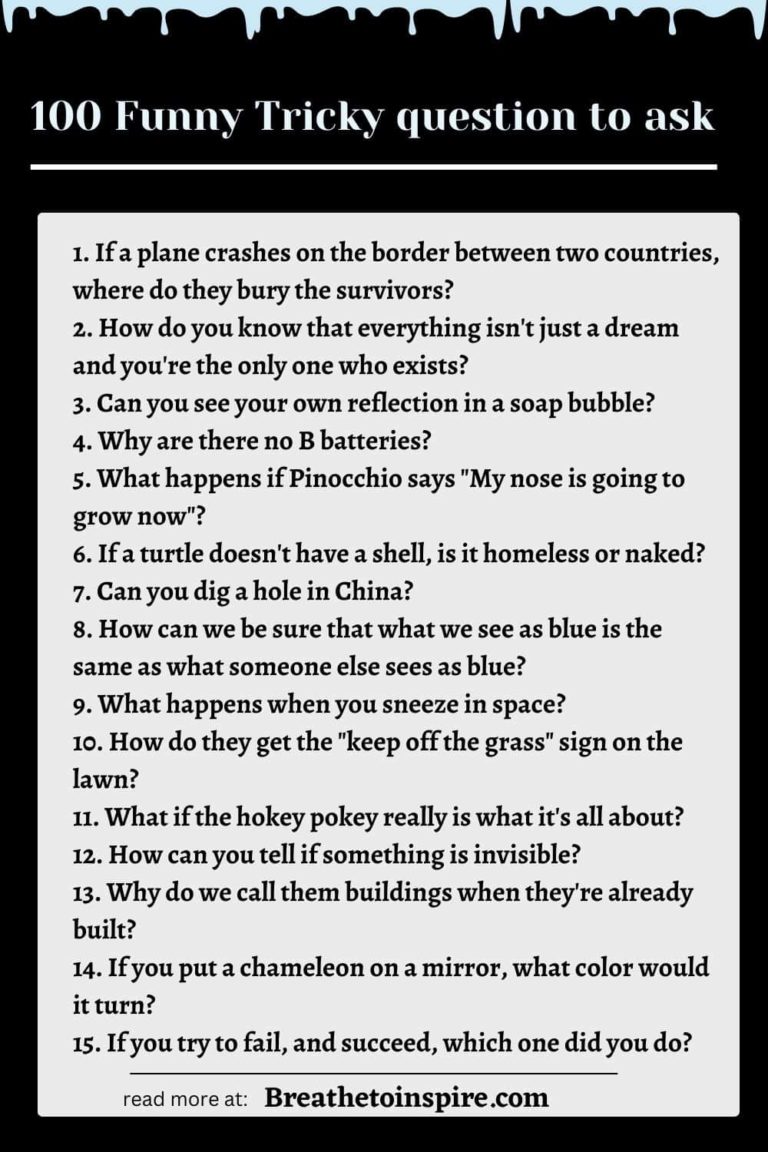 100 Funny Trick Questions And Answers Tricky Riddles Edition For Fun 