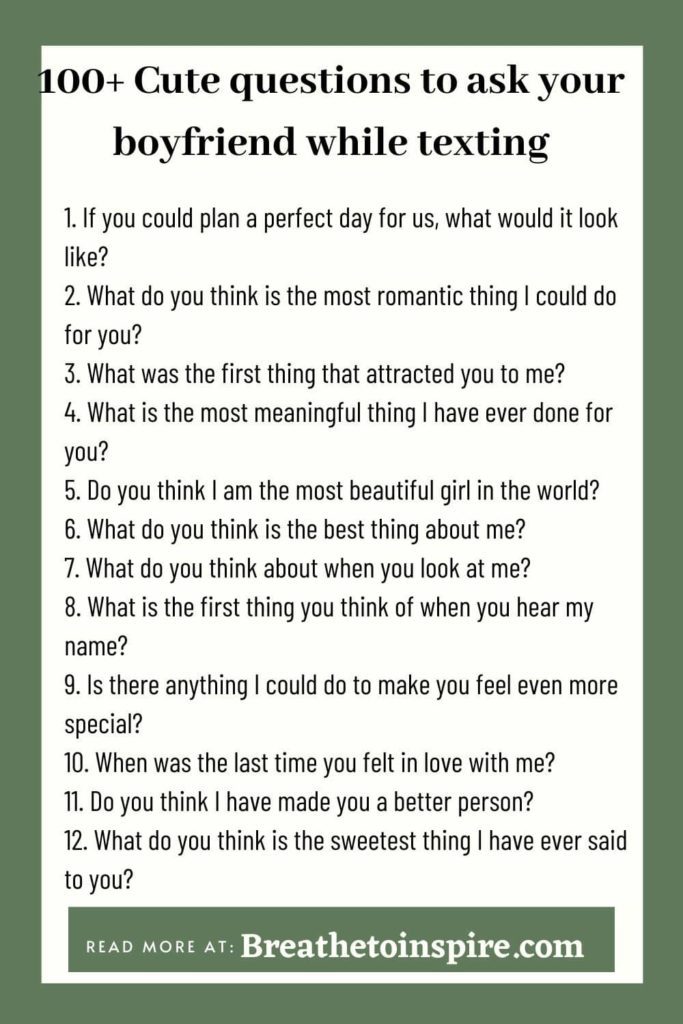 100+ Cute Questions To Ask Your Boyfriend - Breathe To Inspire