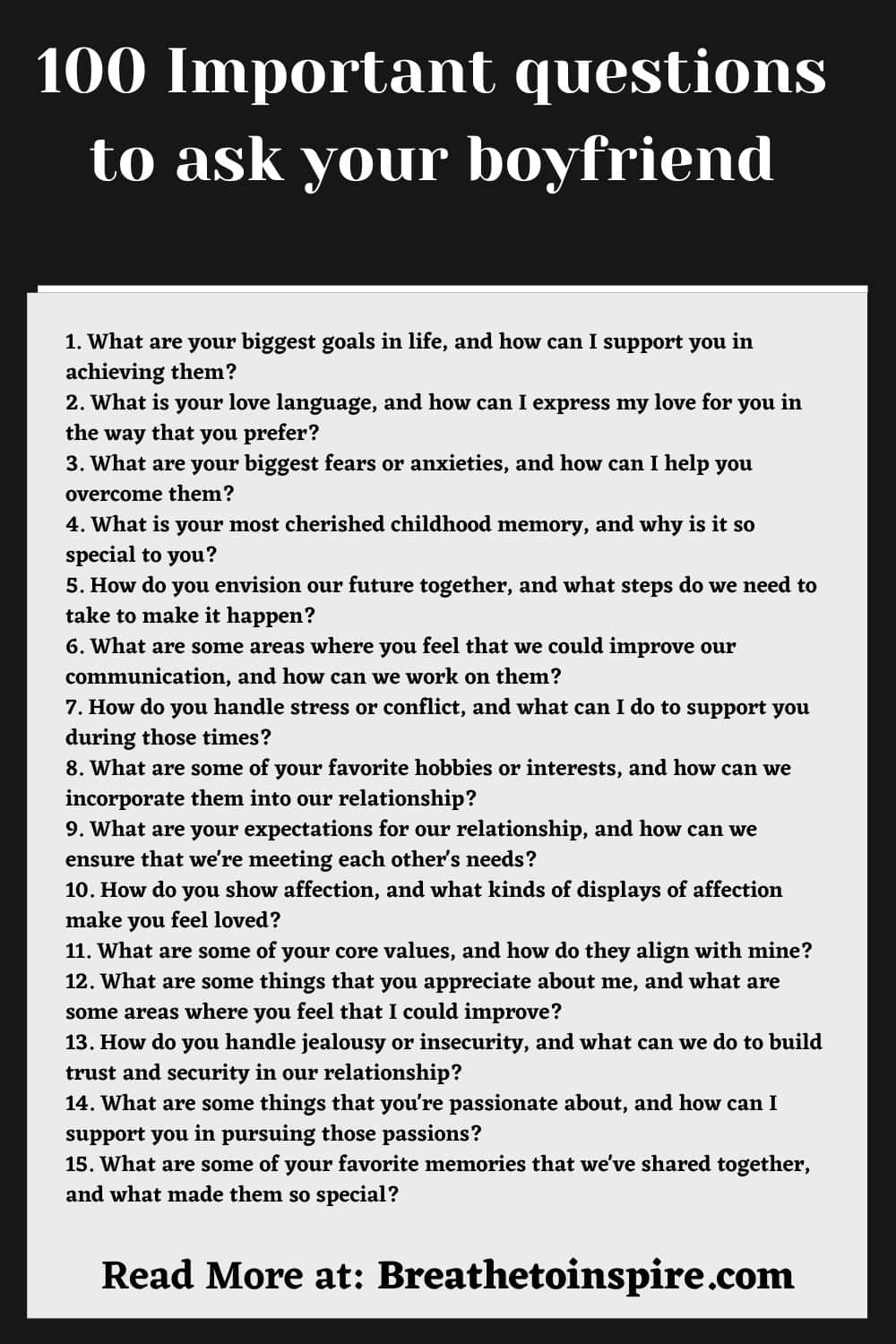 100 Important Questions To Ask Your Boyfriend about Yourself To Get 
