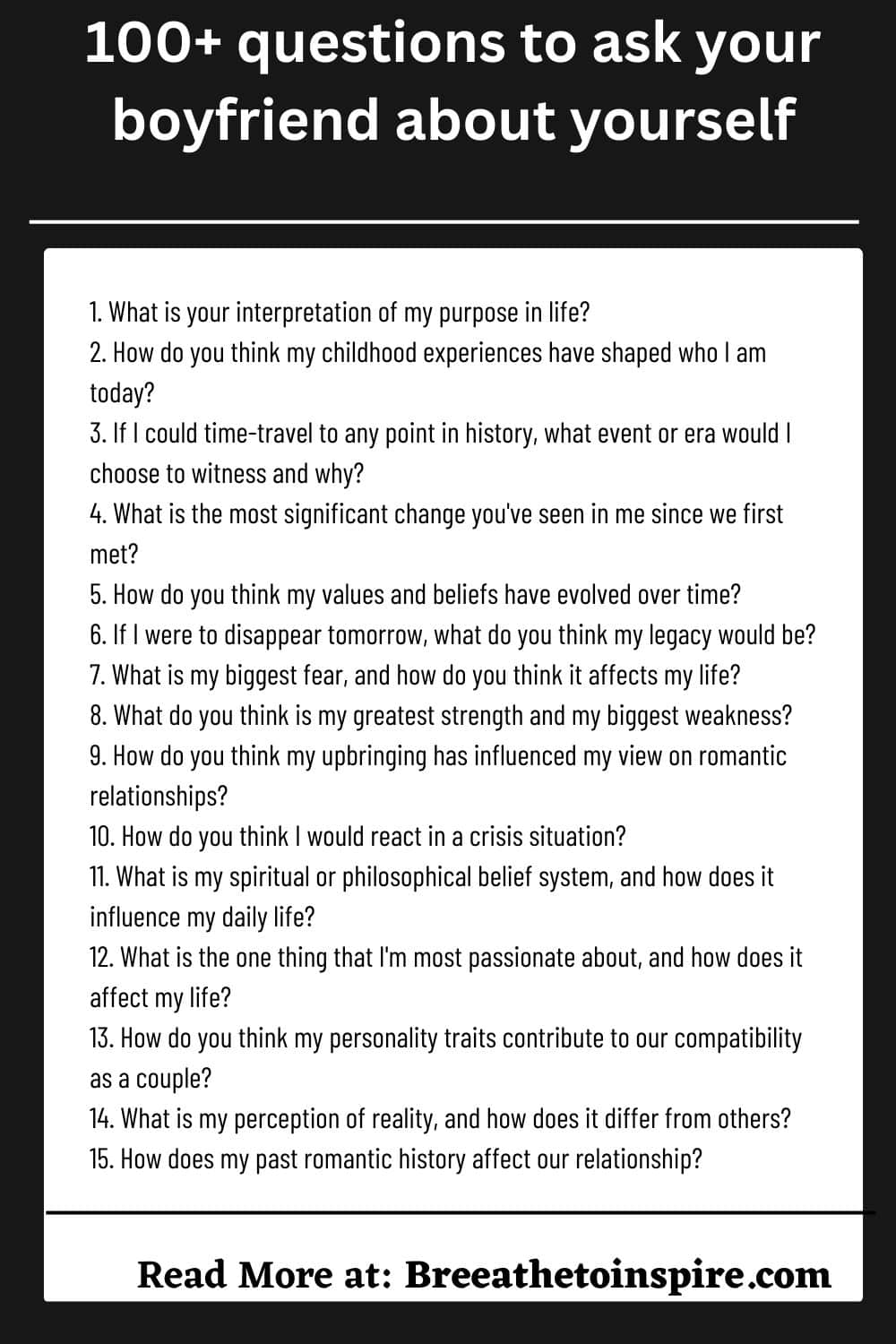 100 Questions To Ask Your Boyfriend About You And Yourself Breathe 