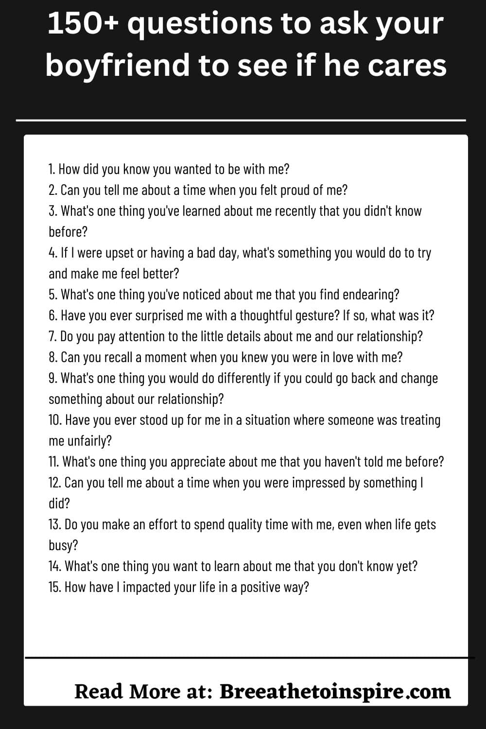 150+ Questions To Ask Your Boyfriend To Test His Love, If He Cares, If ...