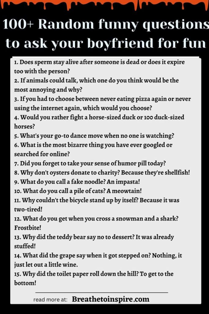 200 Random Questions To Ask Your Boyfriend From Funny To Serious ...