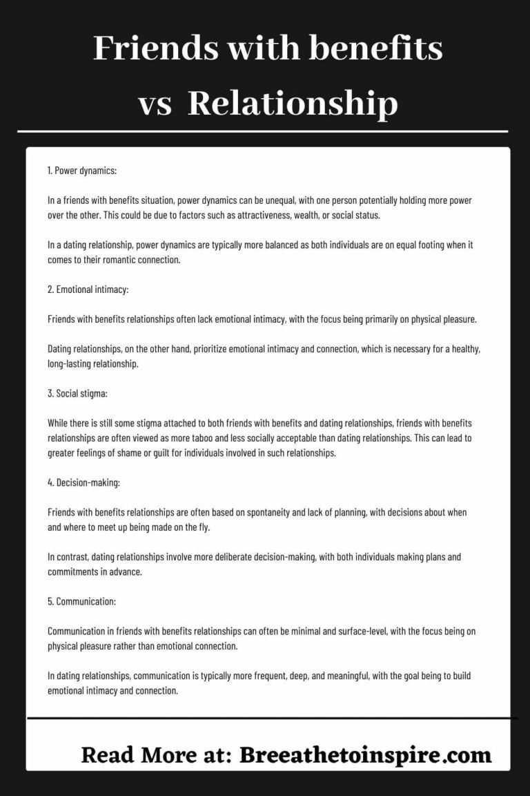 Friends With Benefits Vs Relationship, Difference Between Dating And