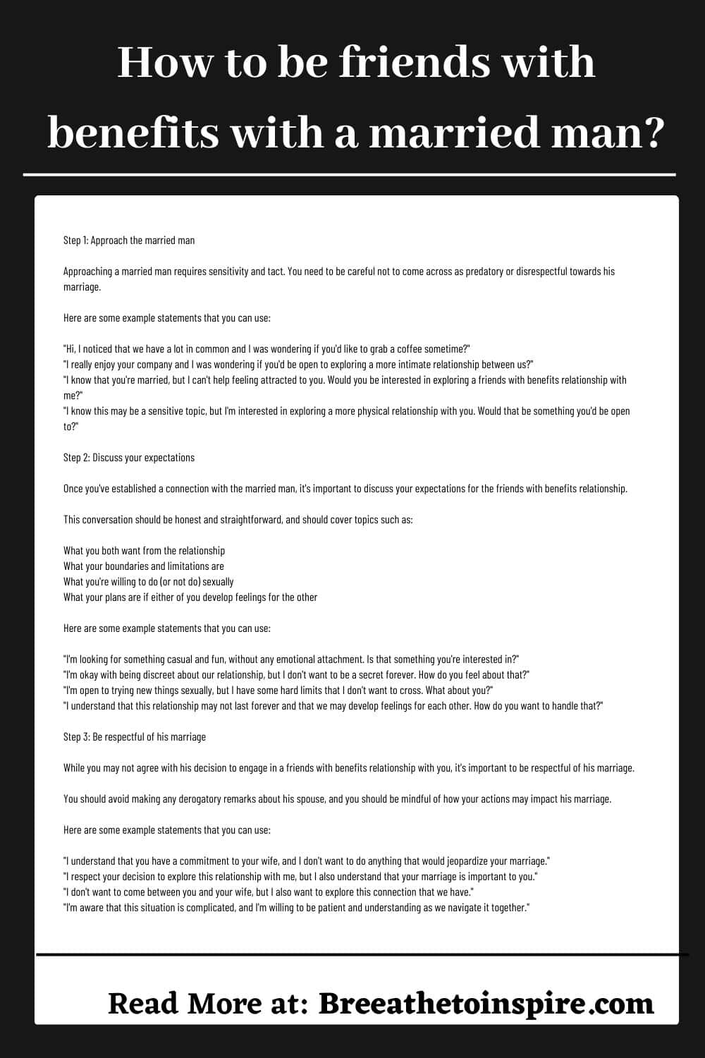 Friends With Benefits With A Married Man Guide) Breathe To