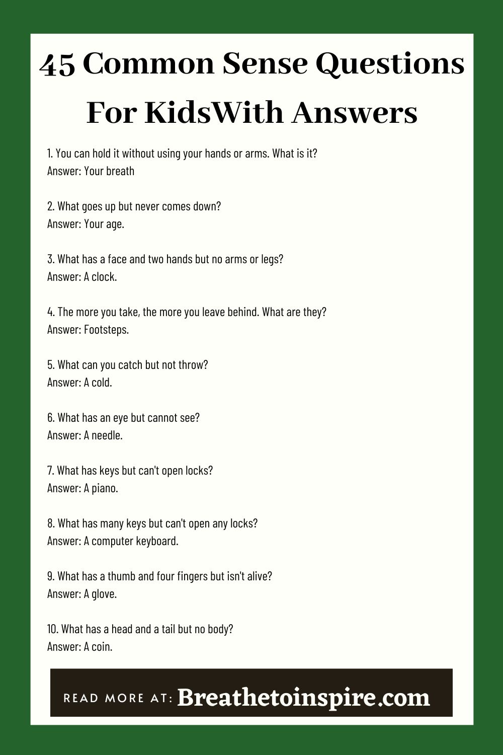 45 Brain Riddles And Common Sense Questions For Kids With Answers 45 Brain Riddles And Common Sense Questions For Kids With Answers