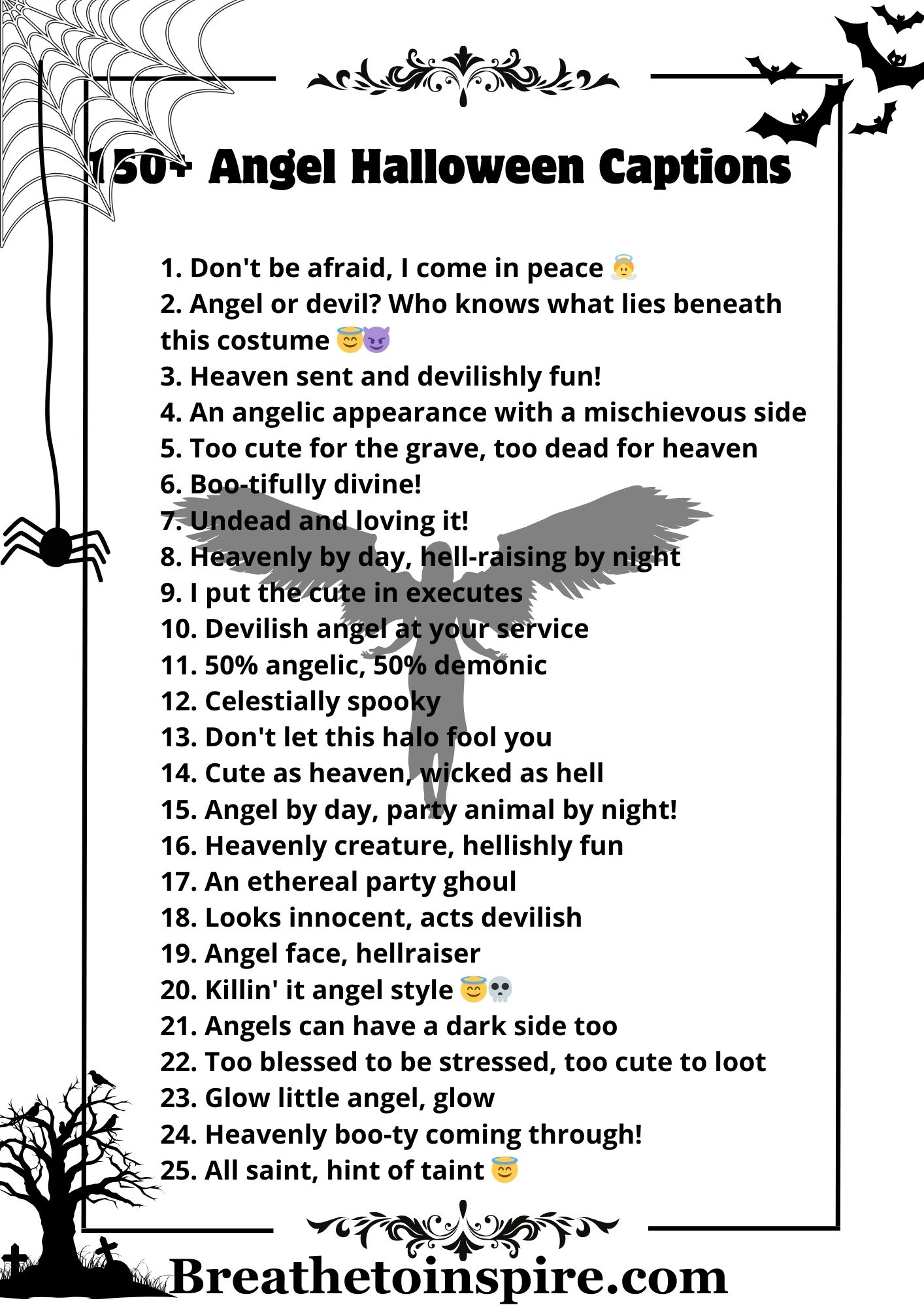 150 Angel Halloween Captions (2023 Edition) Breathe To Inspire