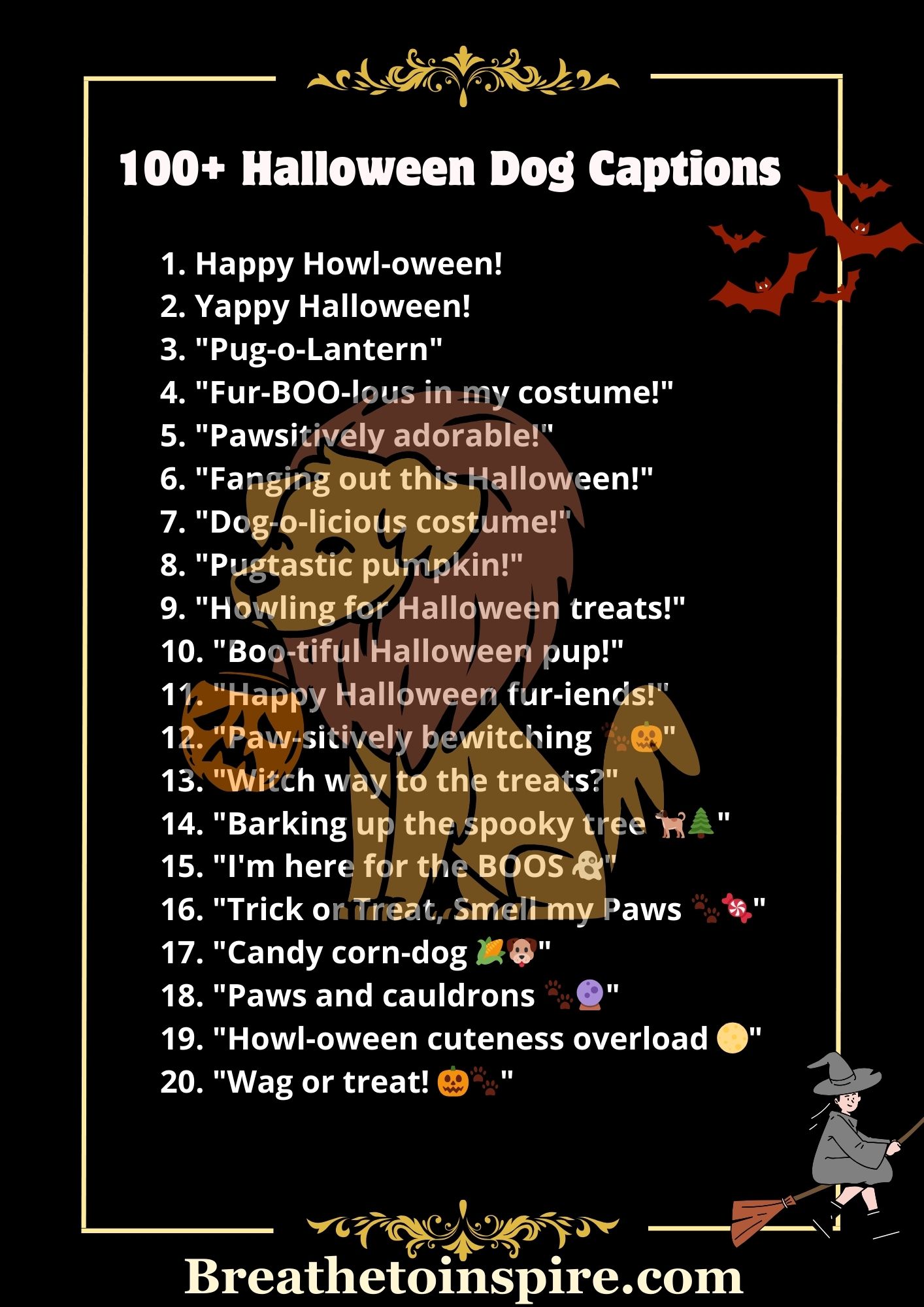 100+ Dog Halloween Captions (2023 Pet Edition) Breathe To Inspire