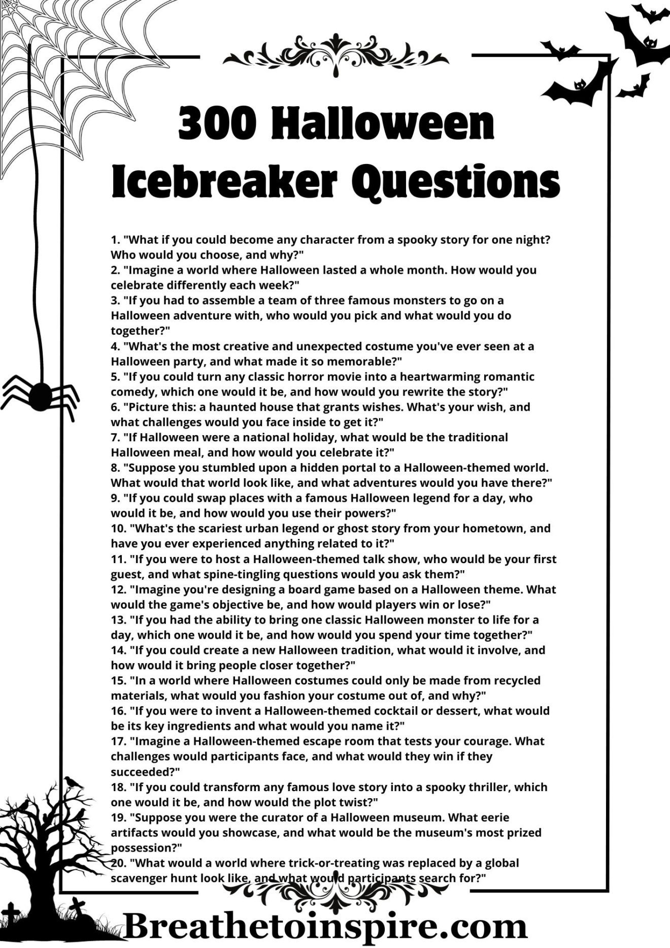 300 Halloween Icebreaker Questions For Your Haunting Time (2023 Edition) Breathe To Inspire