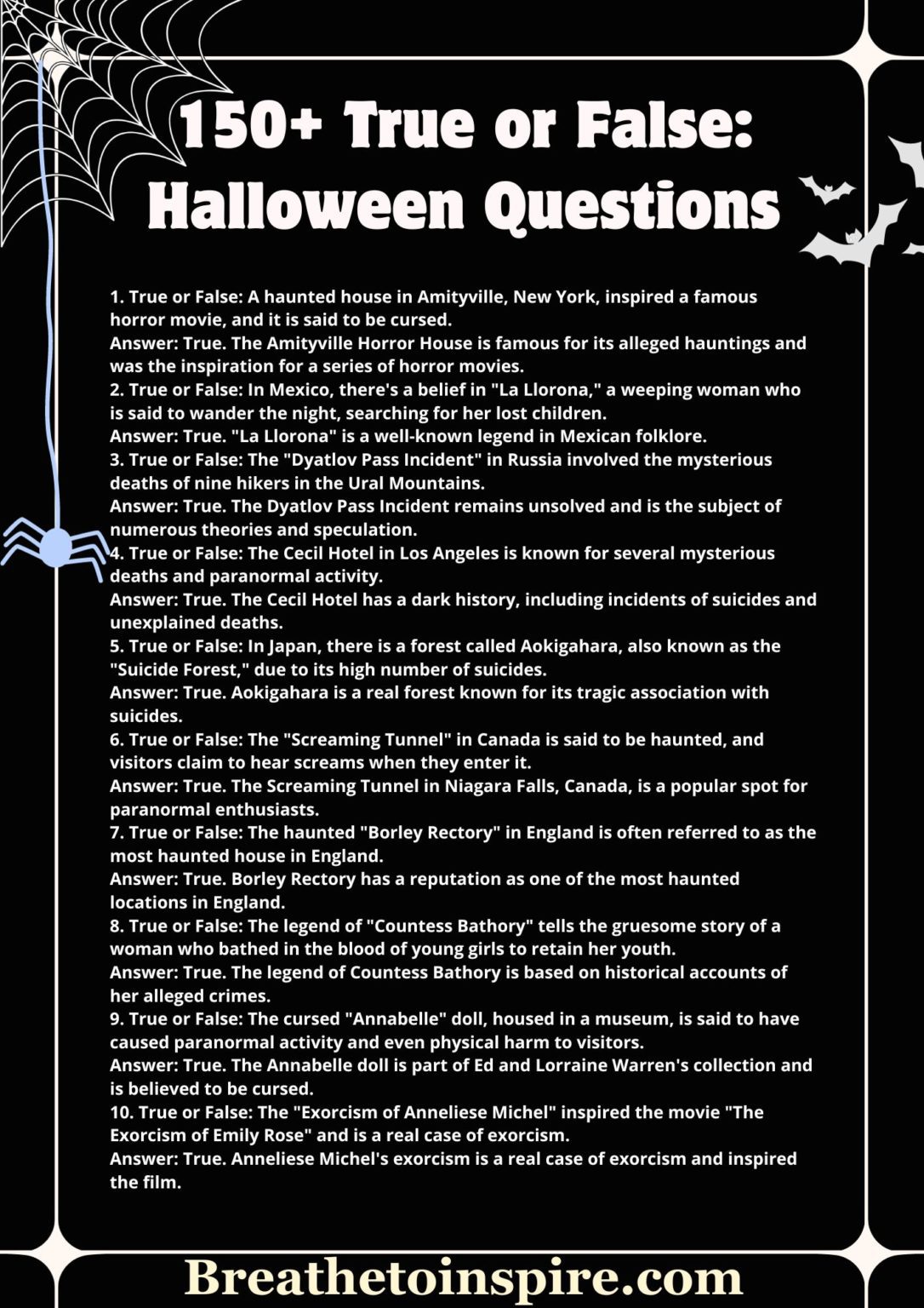 125 True Or False Halloween Questions (2023 Edition) Breathe To Inspire