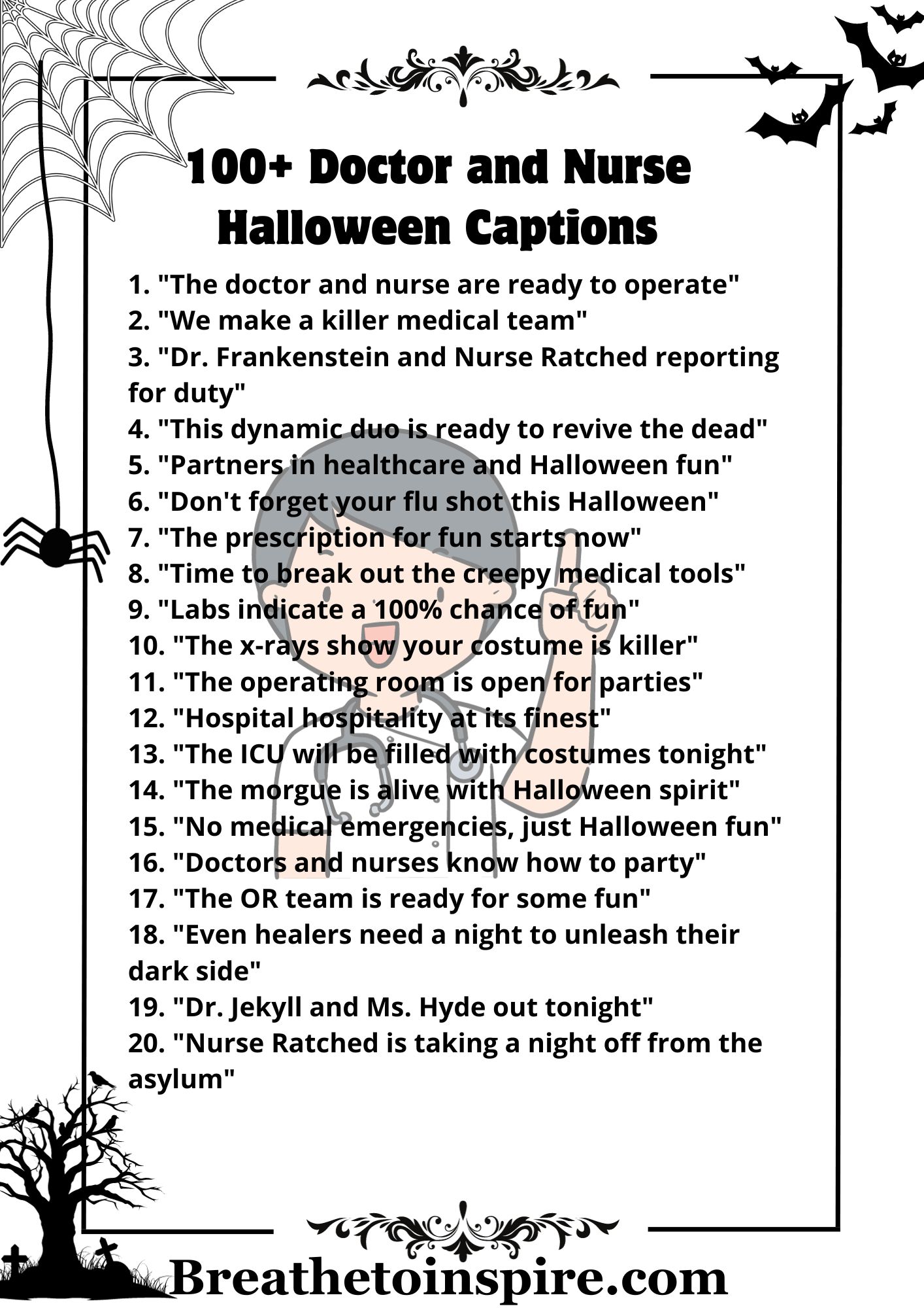 100+ Doctor And Nurse Halloween Captions For Instagram (2023 Edition