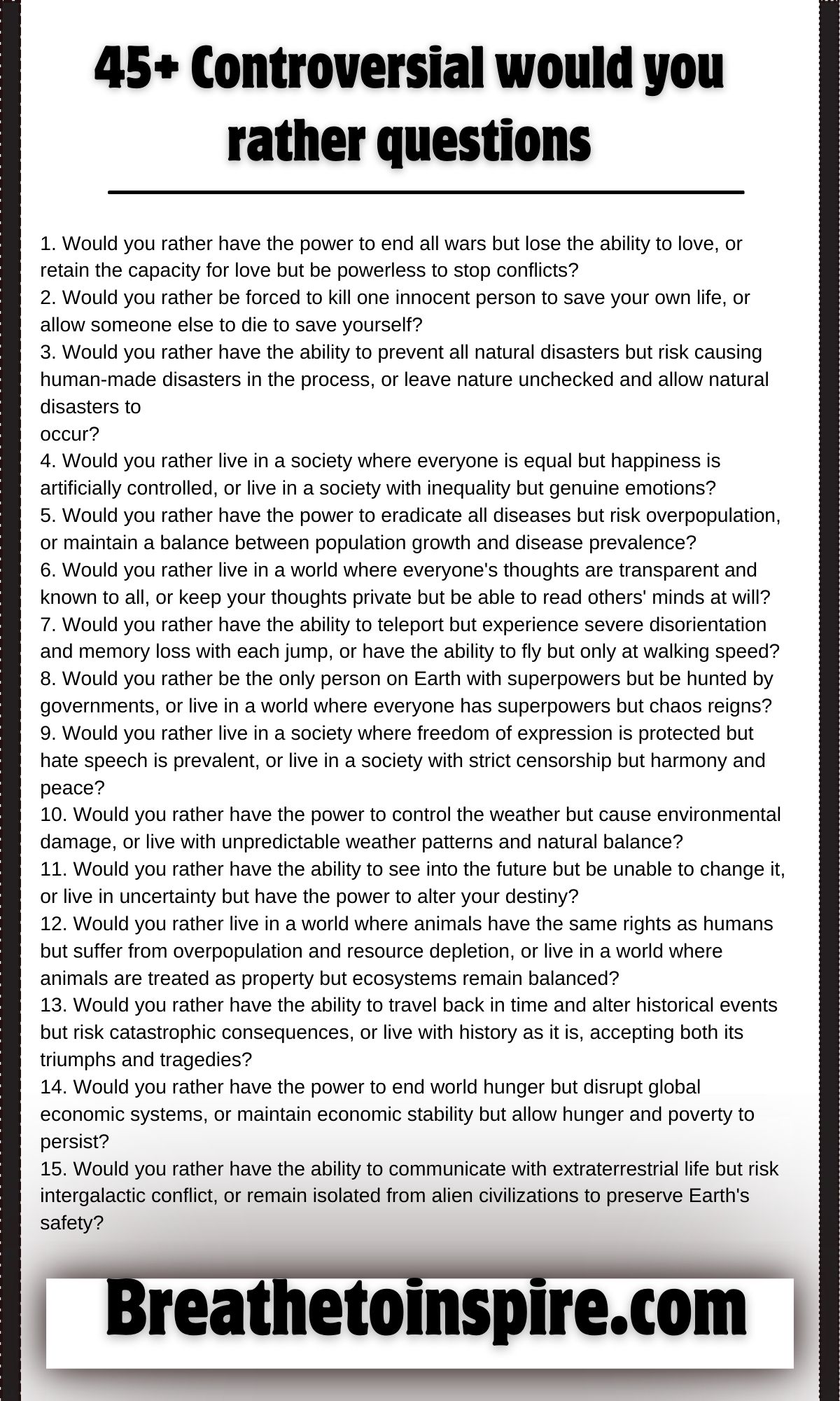 45+ Controversial Would You Rather Questions Inspire Your Inner Champion